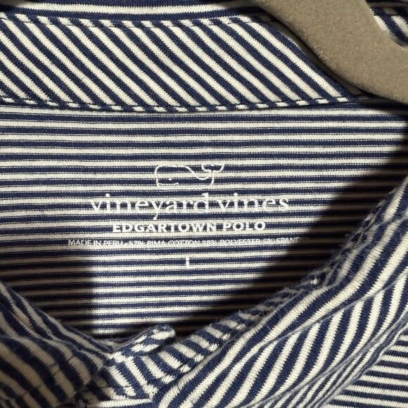 Vineyard Vines Blue and White Edgartown Polo Shirt Classic Knit, Size Large #310 - Picture 5 of 5